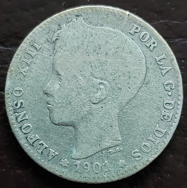 Moneda 1 Peseta España 1901 Alfonso XIII