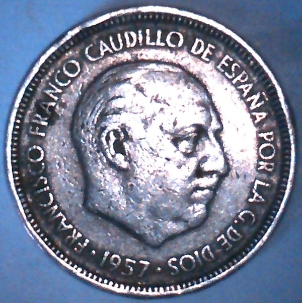 Cinco pesetas de Franco del año 1957 con estrella 19*58