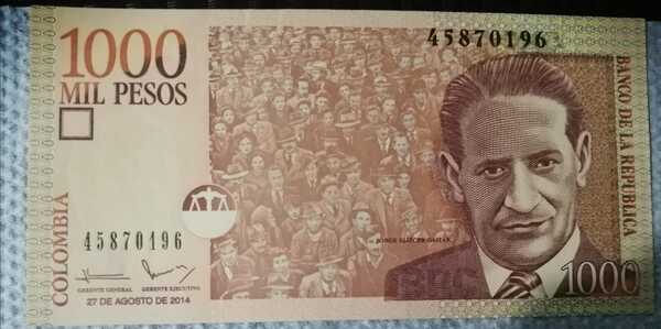 billete de 1.000 pesos colombianos