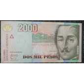 billete de Dos mil pesos colombiano