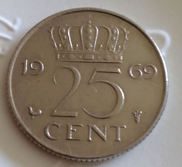 25 centavos de 1969 juliana konding nederland.