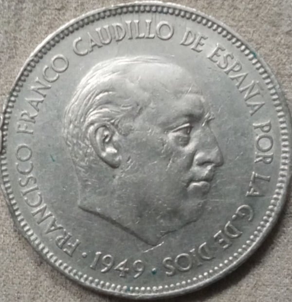 Moneda 5 pesetas 1949.   19-50