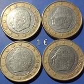 ●● Vendo un lote de 4 monedas de los Bélgica de 1 € de los años dos de 1999 dos del 2002.