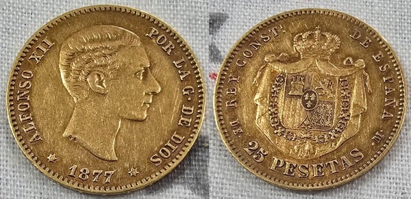 Moneda oro AlfonsoXXII 25 pesetas