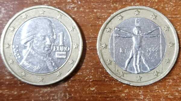 Dos monedas de 1 Euro 2002