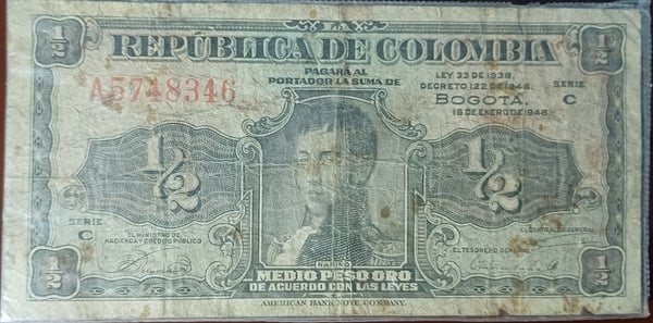 Billete Medio Peso Oro