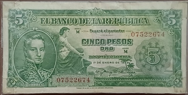 Billete Cinco Pesos Oro