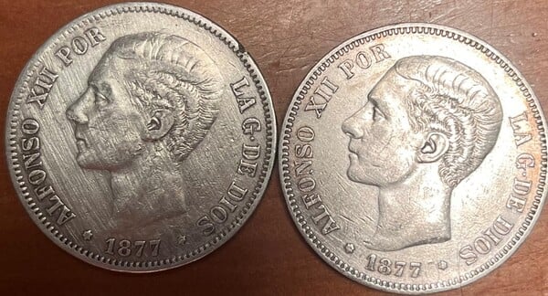 Alfonso XII 1877 5 presetas