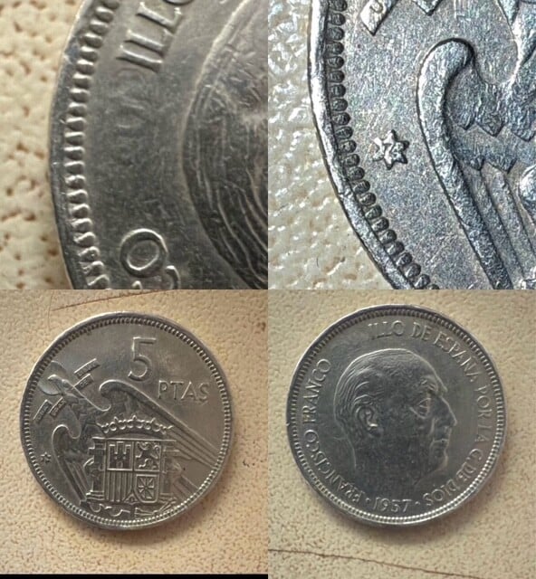 5 ptas 1957*74 error