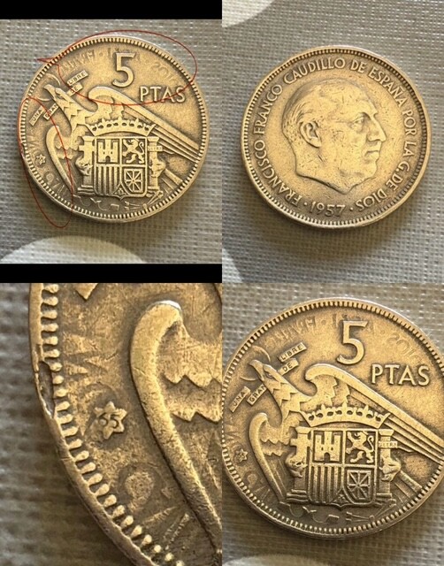 5 ptas 1957*65 errores