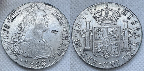 CARLOS IV 1802 8 REALES IJ LIMA