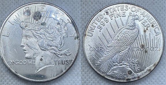 1 OZ. 999 SILVER ROUND - PEACE DOLLAR LIBERTY