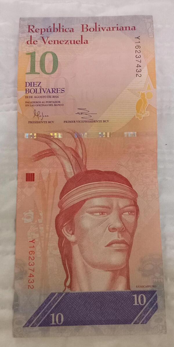 Billete de 10 bolivares agosto 2014