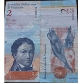 Billete de 2 bolívares, año 27 de noviembre del 2012
