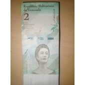 Billetes 2 bolívares venezolanos año 2018