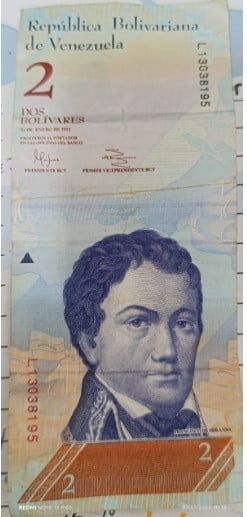 Billete de 2 Bolivares