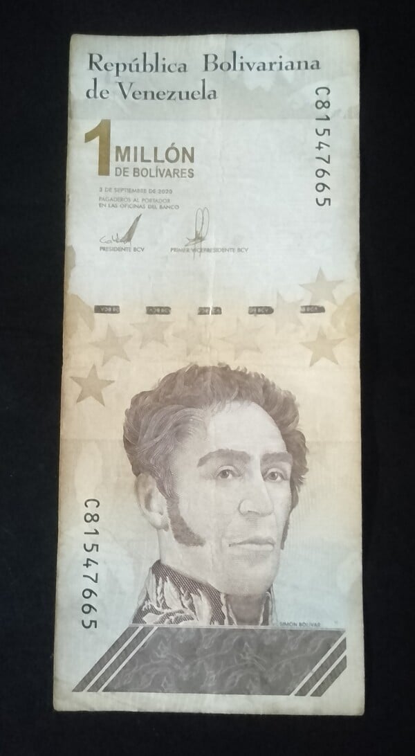 Billete de 1 millón de bolívares 3 de septiembre 2020