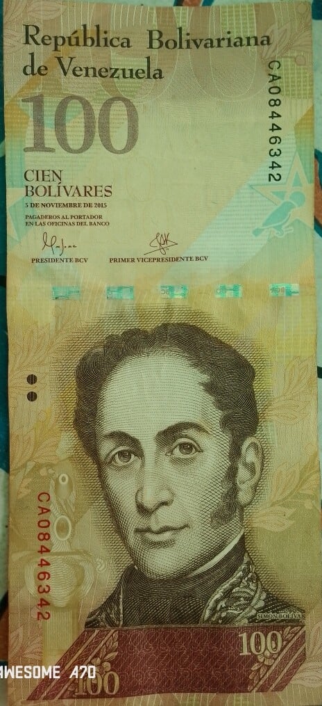Billete 100 bolivares 5 Noviembre 2015