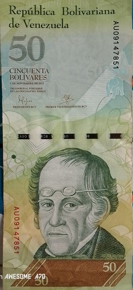Billete 50 bolivares 5 Noviembre de 2015
