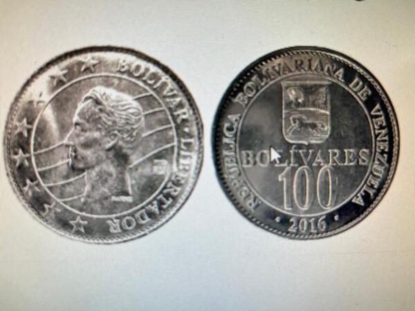 Moneda de 100 Bs  venezuela año 2016