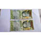 2 Billete de 50 bolivares año 2015