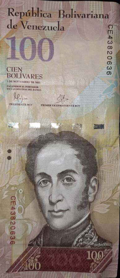 Billete de 100 Bolivares 5 de noviembre 2015