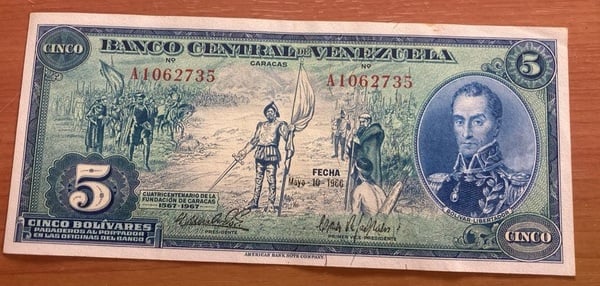 Antiguo Billete De 5 Bs De 1966 C-7, Dieguito, serie A