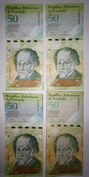 Billete de 50 bs Venezuela Año 2008 2012 2015