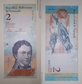 2 Bolivares Venezuela serie T 29-10-2013