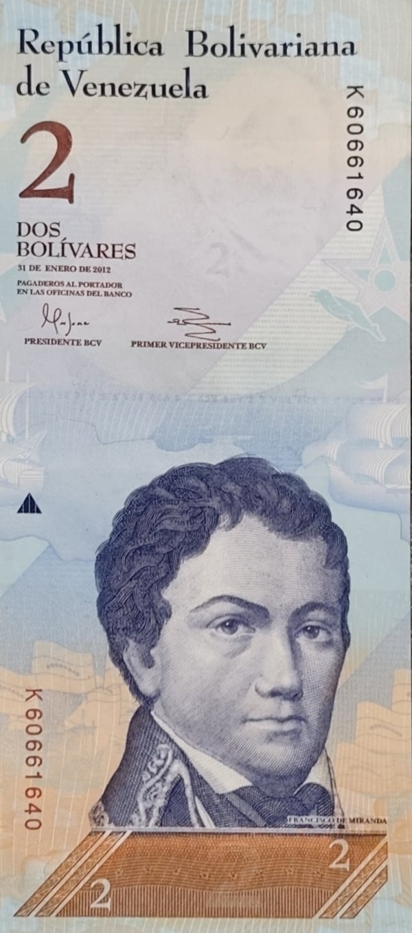 Billete 2 Bolivares