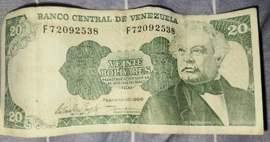 Veinte bolivares año 1998