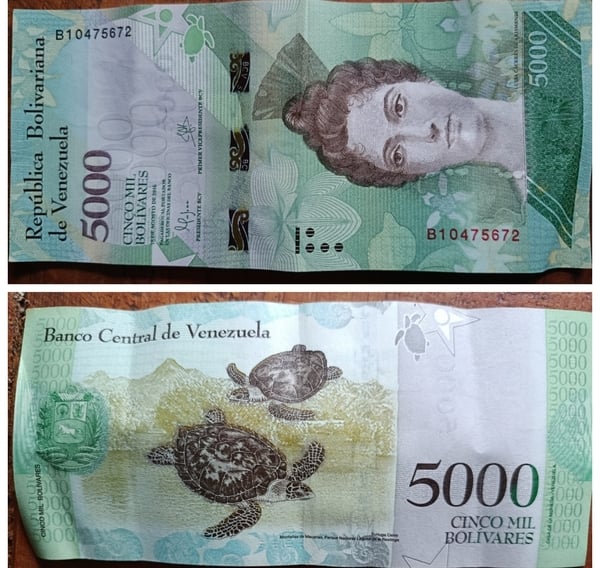Billete de 5000 Bs año 2016