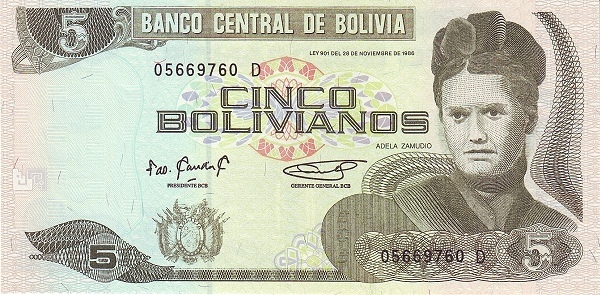 5 boliviani
