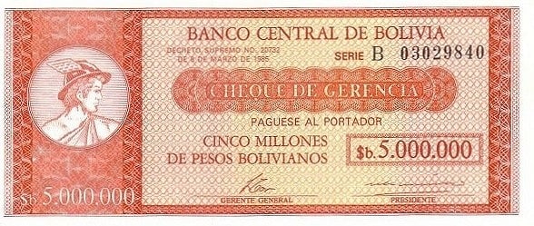 5000000 pesos boliviani