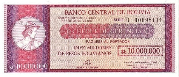 10000000 pesos boliviani