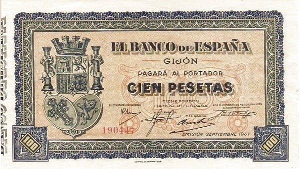 100 pesetas Gijón