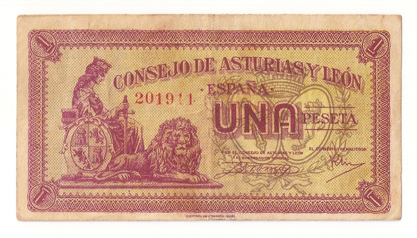 1 peseta Consiglio delle Asturie e del León