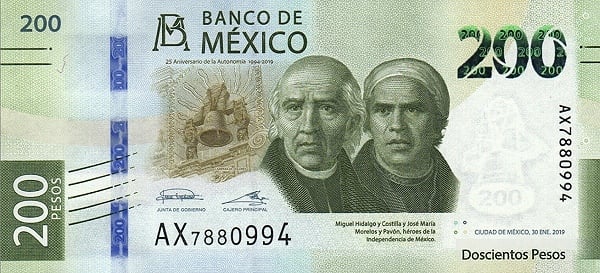 200 pesos (25° anniversario dell'autonomia)