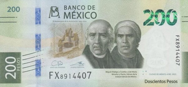 200 pesos (30° anniversario dell'autonomia del Banco de México)