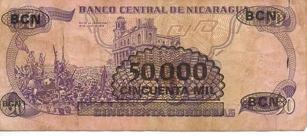 50000 córdobas (Sovrastampa su 50 córdobas P#140)