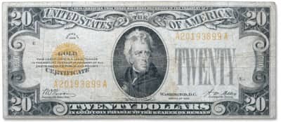 20 Dollars Gold Certificate