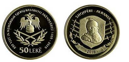 50 lekë (550 años en memoria de Gjergj Kastrioti Skënderbeu)