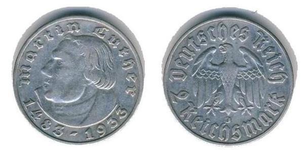 2 reichsmark (450° anniversario di Martin Lutero)