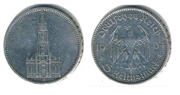 5 reichsmark (1° Anniversario del governo nazi-chiesa del presidio di Potsdam)