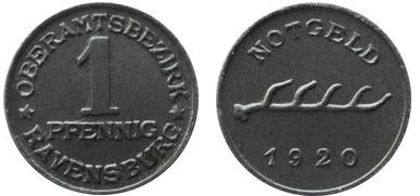 1 pfennig (Distretto di Ravensburg-Länder Württemberg)