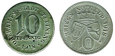 10 pfennig (Città di Tettnang-Länder del Württemberg)