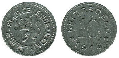 10 pfennig (Città di Munderkingen-Stato federale del Württemberg)