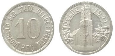 10 pfennig (Città di Oelde-Provincia russa di Westfalia)