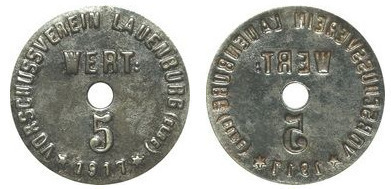 5 pfennig (Città di Lauenburg an der Elbe-Provincia prussiana dello Schleswig-Holstein)