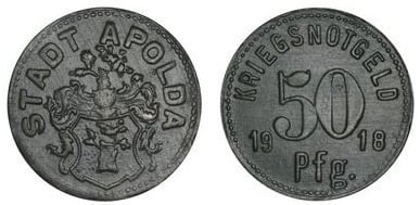 50 pfennig (Città di Apolda - Land Sassonia-Weimar-Eisenach)